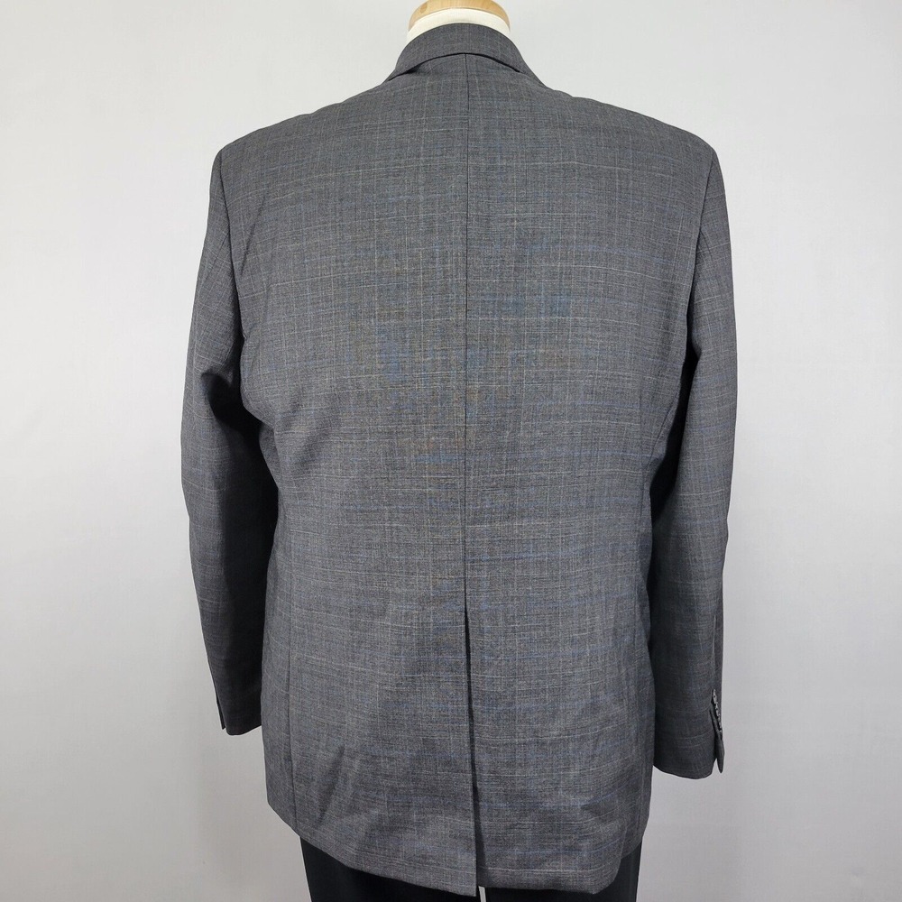 Greg Norman Tasso Elba Men's Sport Coat Blazer Two Button Gray Plaid Wool 44R - Picture 10 of 14